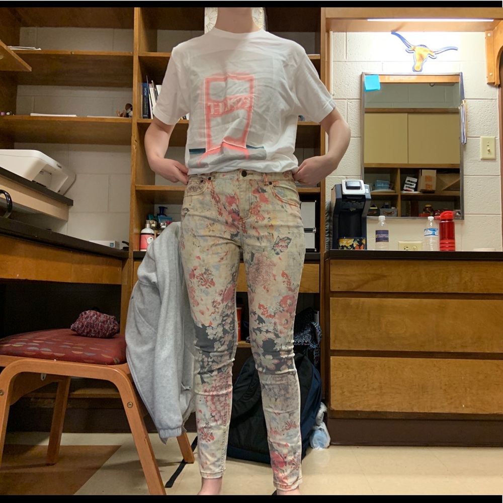 Free People Floral Jeans